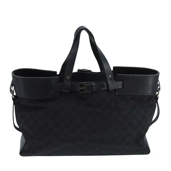 GUCCI GG Canvas Hand Bag Black Silver 106251 Auth - Picture 1 of 15